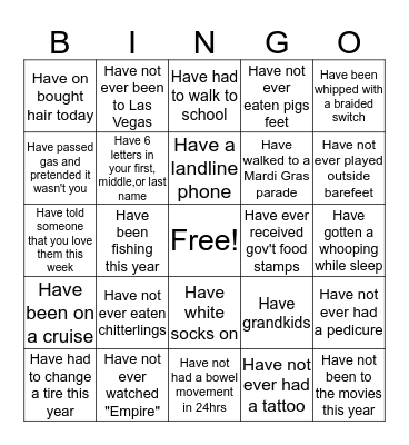 "The Have and Have Nots" Bingo Card