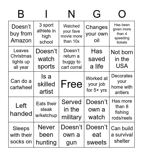 The Forge / Get to Know You BINGO Card
