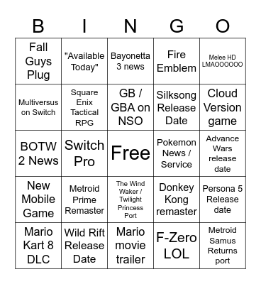 September Direct '22 Bingo Card