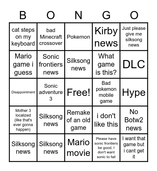 Direct bongo Bingo Card
