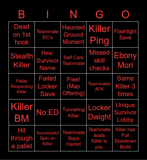 Survivor Bingo Card