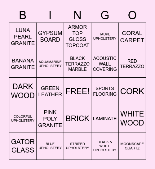 IDEA MATERIAL BINGO! Bingo Card