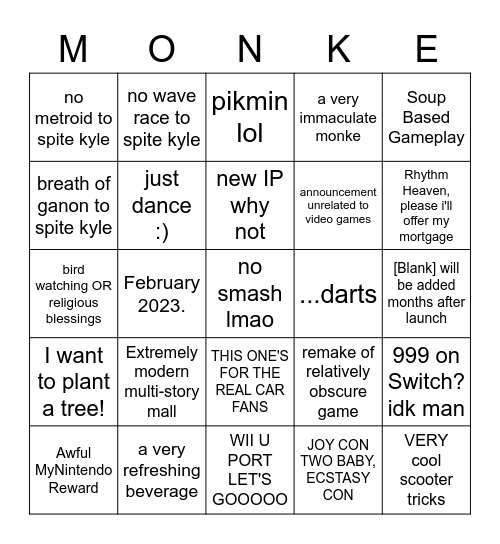 not e3 :( Bingo Card