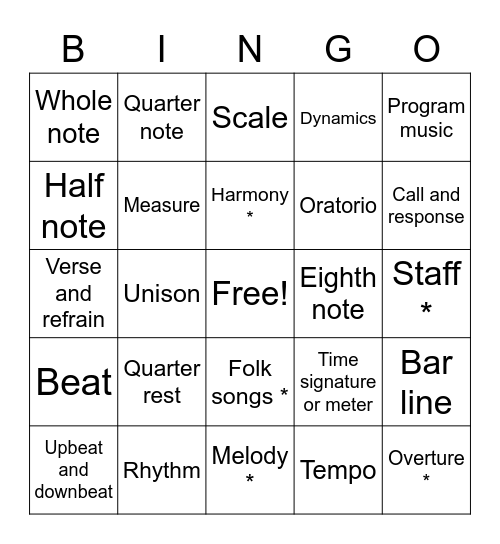 2nd Grade Bingo Card