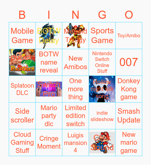 Nintendo Direct Sept. 2022 Bingo Card