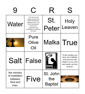 7 Sacraments Bingo Card