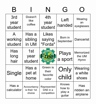 Department of Accounting Education Bingo Card