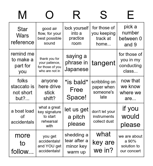 Morsisms Bingo Card