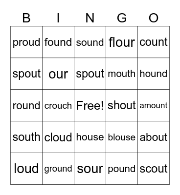 /ou/ words Bingo Card