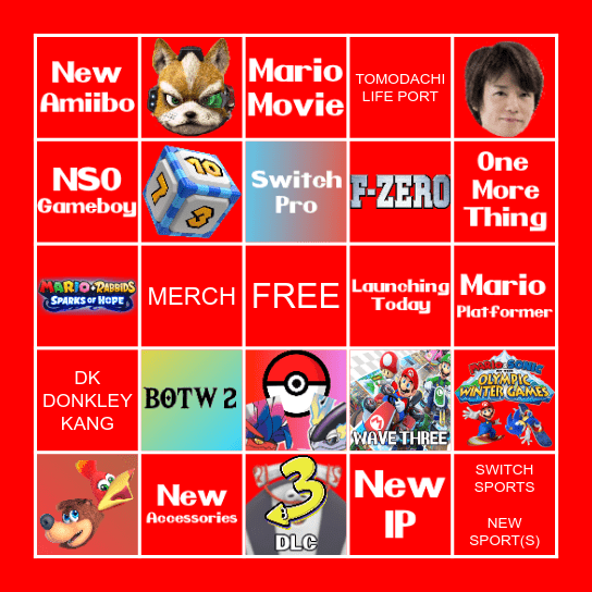 Nintendo Direct - September 2022 Bingo Card