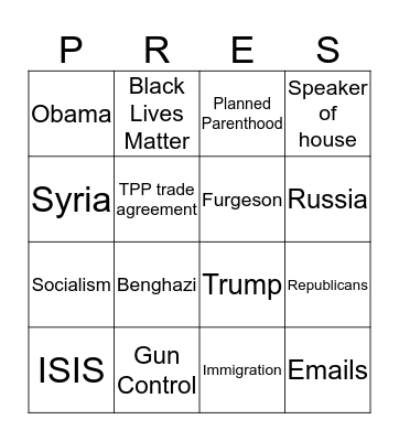 Clinton Vs Sanders  Bingo Card