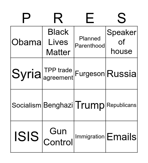 Clinton Vs Sanders  Bingo Card