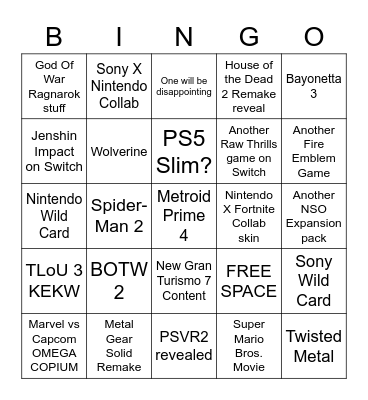 Red Vs Blue Direct Bingo Card