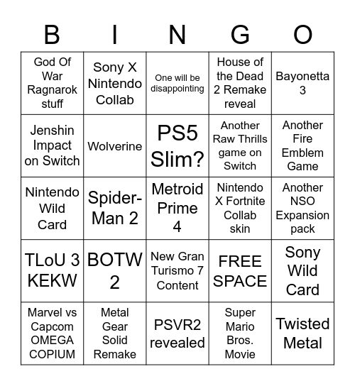 Red Vs Blue Direct Bingo Card