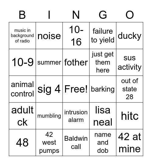 Dispatch Bingo Card