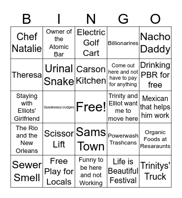 Keets LV Bingo Card