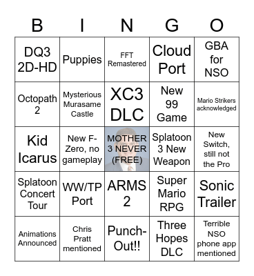 Nintendo Direct 9/13/22 Bingo Card