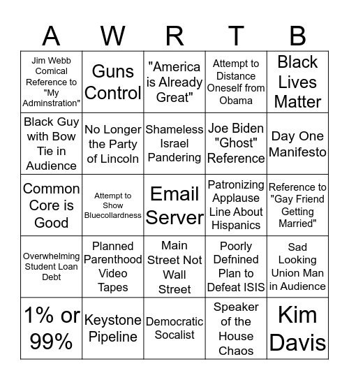 A Woman's Right to Booze Bingo Card