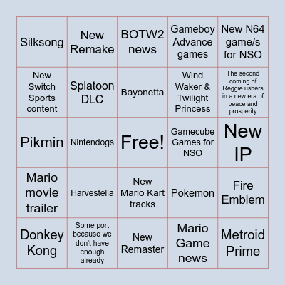 The hopefully-not-disappointing September Direct Bingo! Bingo Card