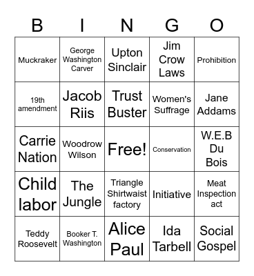 Progressive Bingo Card