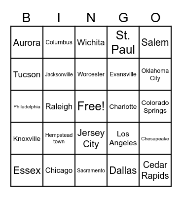 18 - 2nd Cities Bingo Card