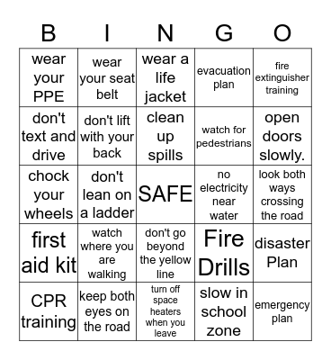 SAFETY BINGO Card