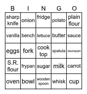 Food technology Bingo Card