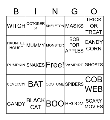 Halloween Bingo Card