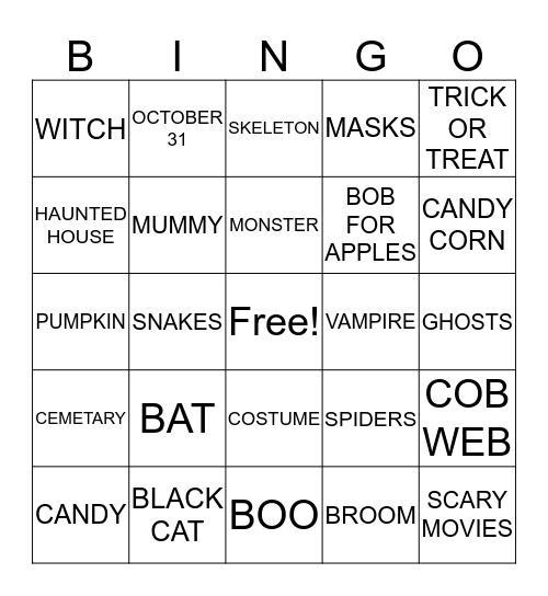 Halloween Bingo Card