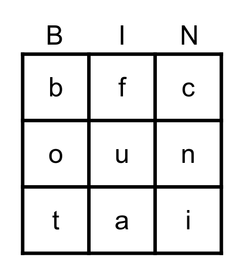 ABC Bingo Card