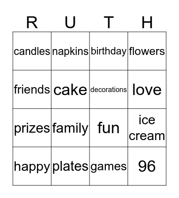 Birthday Bingo Card