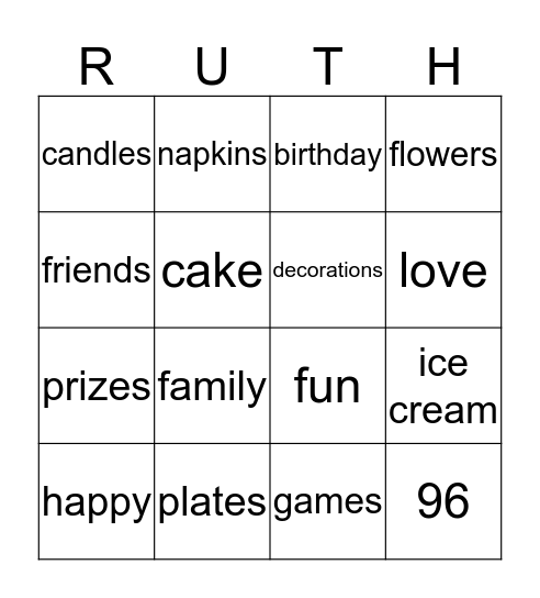 Birthday Bingo Card