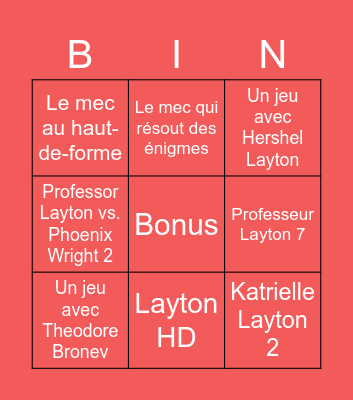 Nintendo Direct 13 Septembre Bingo Card