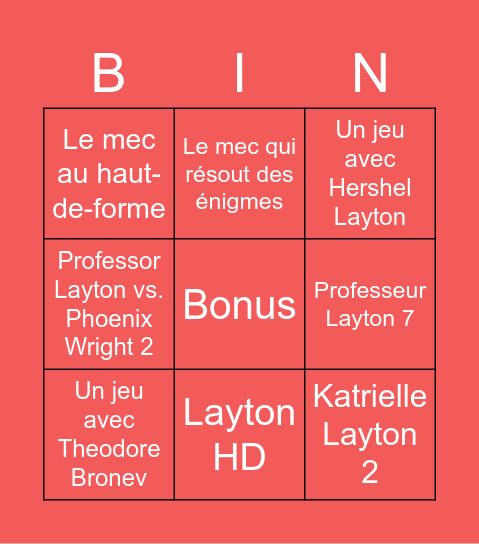 Nintendo Direct 13 Septembre Bingo Card