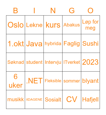 ITverket BINGO Card