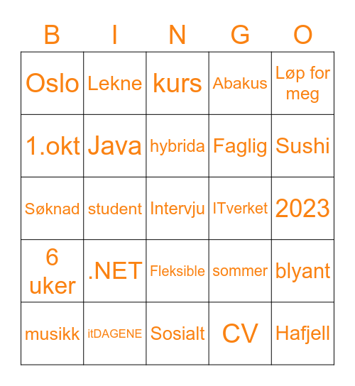 ITverket BINGO Card