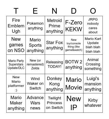 NIN Bingo Card