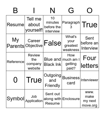 Chapter 2 and 3 Review Bingo Card