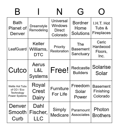 Nationwide Expos Bingo Card