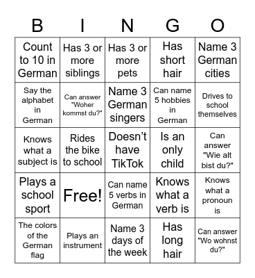 Menschenbingo DEU 2 Bingo Card