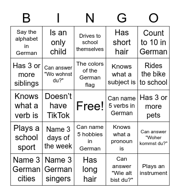 Menschenbingo DEU 2 Bingo Card
