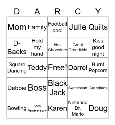 Darcy Louise Miles - Queen of BINGO Card