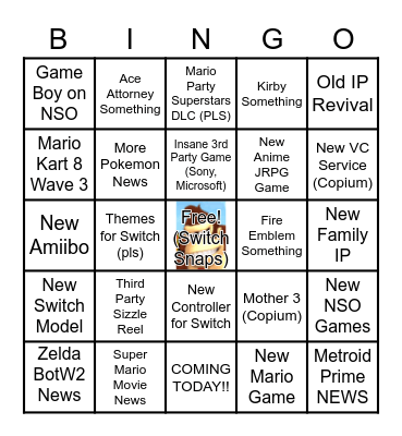 Nintendo Direct Bingo - Sept 13th Bingo Card