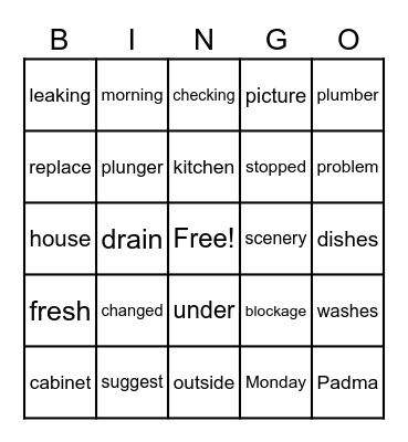 Padma's  Problem Bingo Card