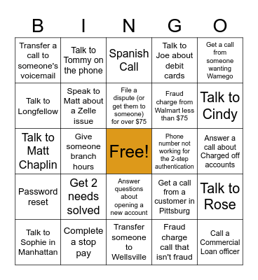 CARE CENTER BINGO Card