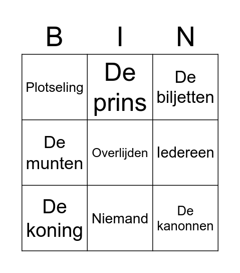 Woordenschat Nieuwsbegrip 1 Bingo Card