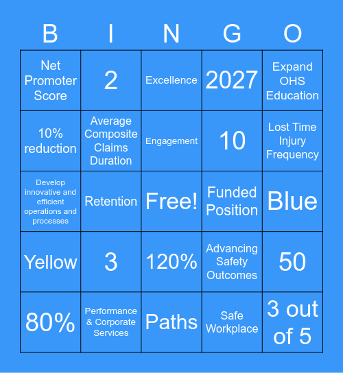 2023-2027 Strategic Plan, Paths Towards Safety Bingo Card
