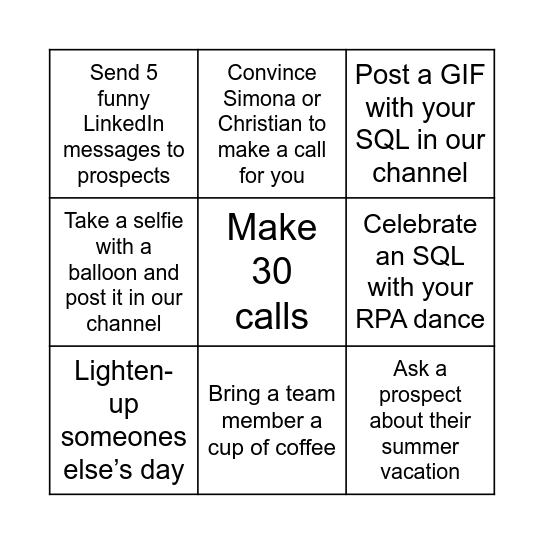 RPA SQL DAY Bingo Card