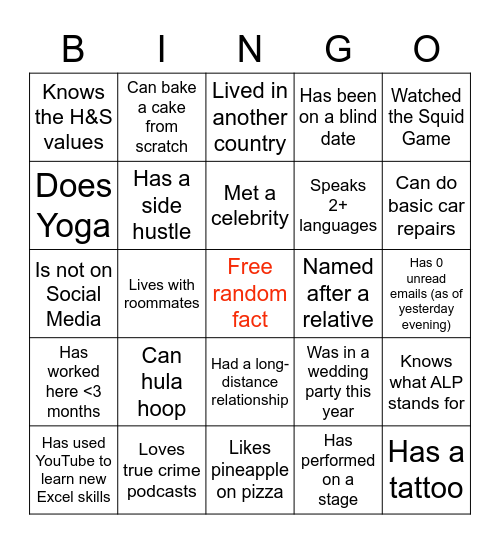 Connections Bingo Card