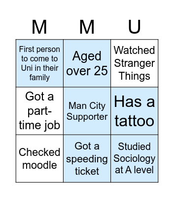 Welcome Week Quiz Bingo Card